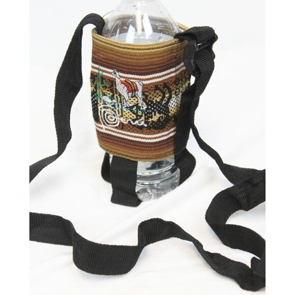 Peruvian Bottle Holder Lanyard Shoulder Strap Native Textile Hiking Outdoor - Picture 2 of 4